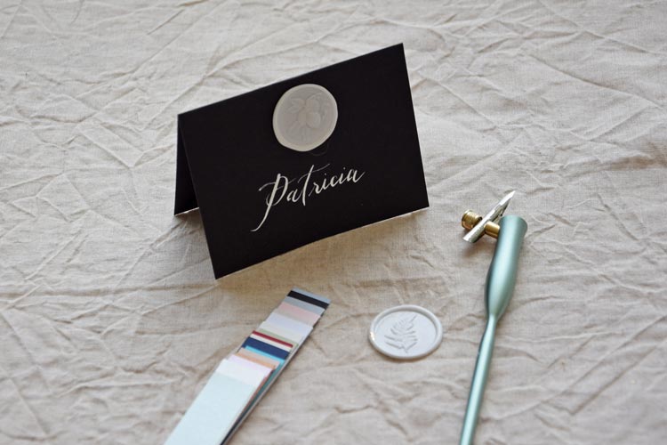 Handwritten Calligraphy Folded with Wax Seal Name Card - Saudade Collection